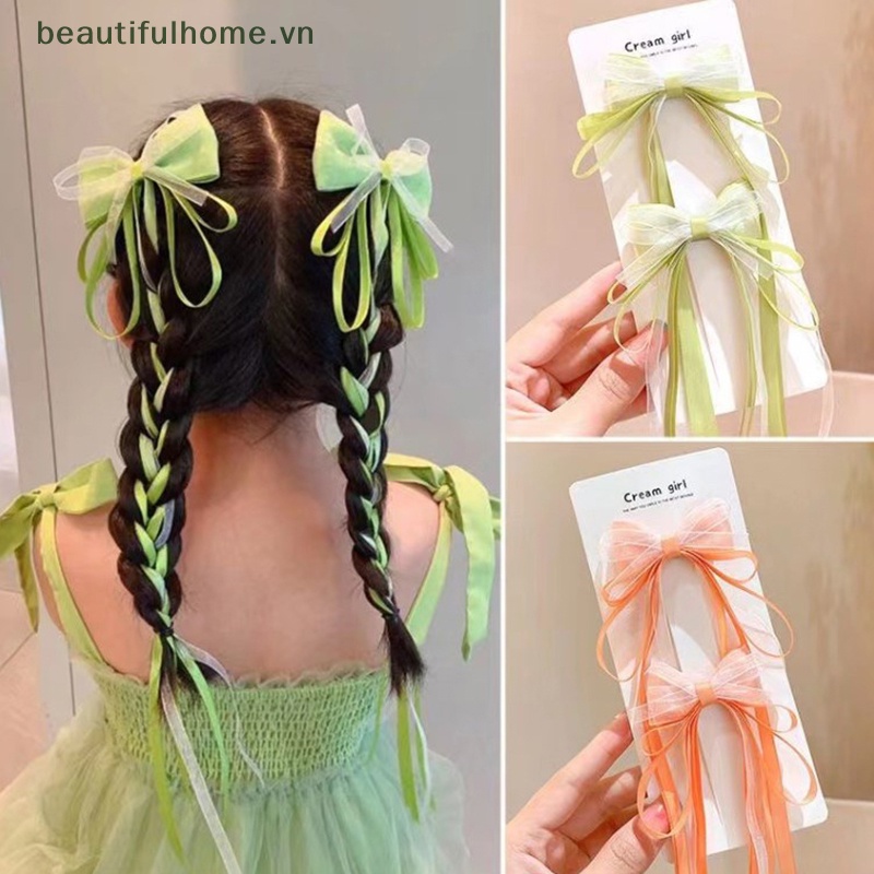 Bộ 2 Kẹp Tóc Đính Nơ Phong Cách Trung Hoa Cổ Điển Cho Bé Gái