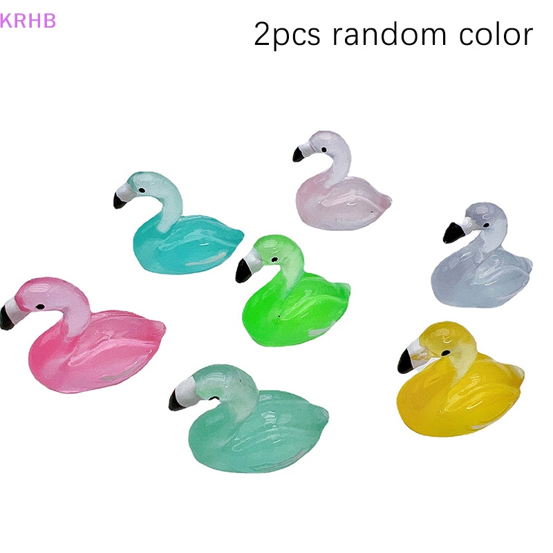 Set 2 Thiên Nga Dạ Quang Mini Bằng Nhựa Resin Trang Trí Sân Vườn Mới