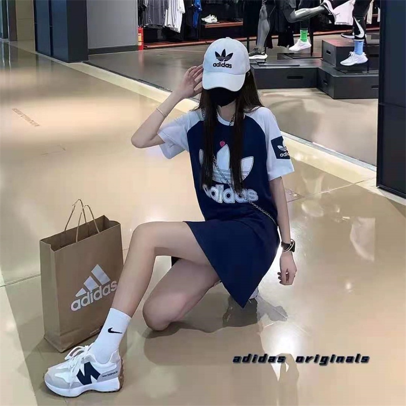 Đầm Maxi Cổ Tròn Chất Liệu 100% Cotton In Logo Adidas Thời Trang Cho Nữ