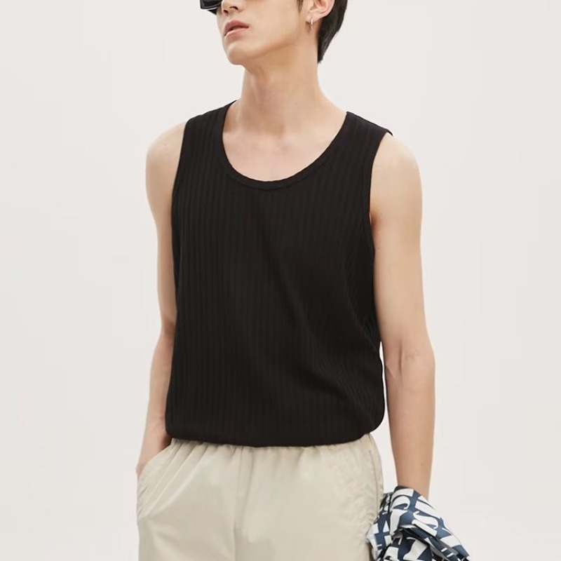 Yazhiniao Áo Ba Lỗ Dệt Kim cotton Màu Trơn Đơn Giản Thời Trang Mùa Hè Cho Nam