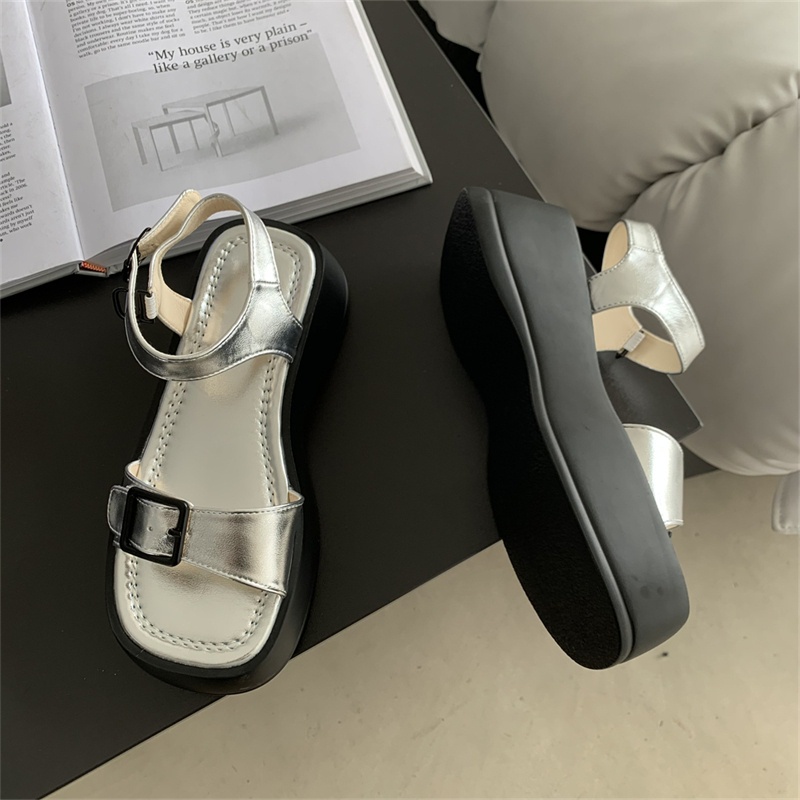 Giày Sandal Đế Mềm Dày Hở Ngón Thoải Mái Thời Trang Mùa Hè Phong Cách Hàn Quốc Cho Nữ