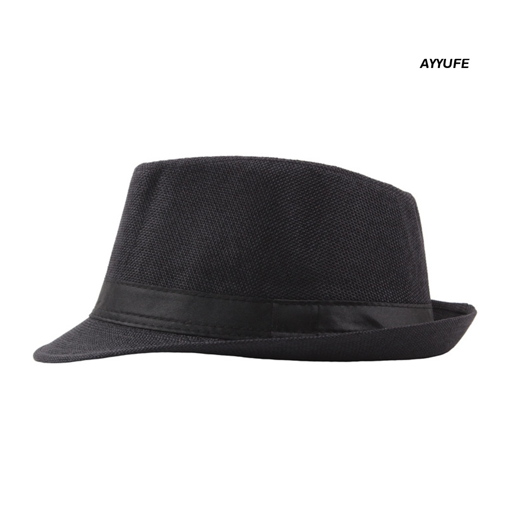 [AYYUFE] Mũ Fedora Rộng Vành Chống Nắng Đi Biển Mùa Hè Màu Trơn