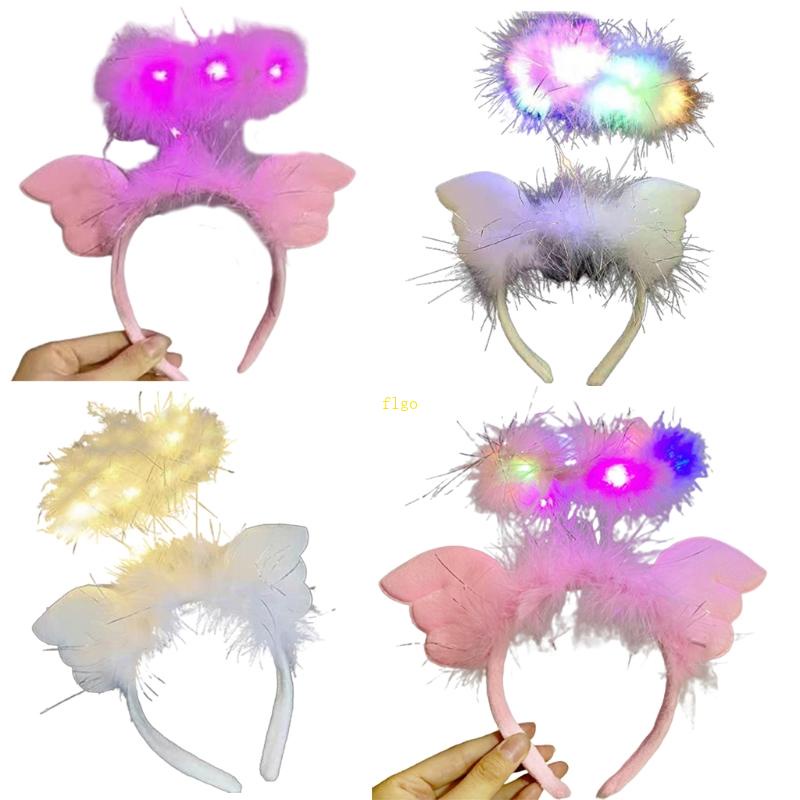 Băng Đô Cài Tóc Đính Lông Vũ Và Đèn LED Phát Sáng Mừng Năm Mới