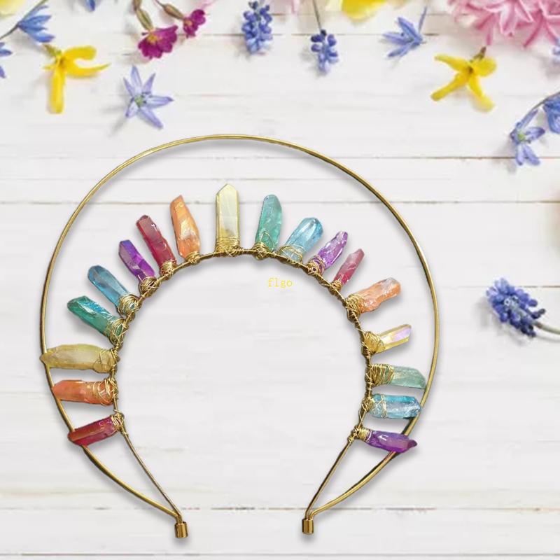 Băng Đô Cài Tóc Hình Vương Miện Đính Pha Lê Nhiều Màu Sắc Phong Cách Cổ Điển DIY