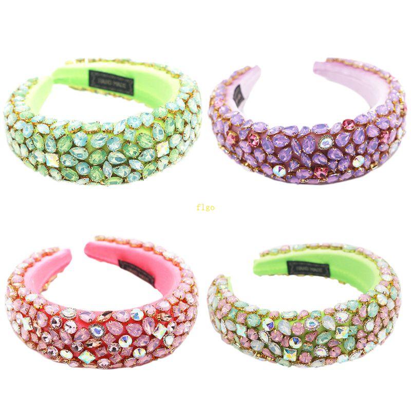 Flgo Băng Đô Mút Xốp Đính Đá Pha Lê Màu Kẹo Ngọt Phong Cách Baroque