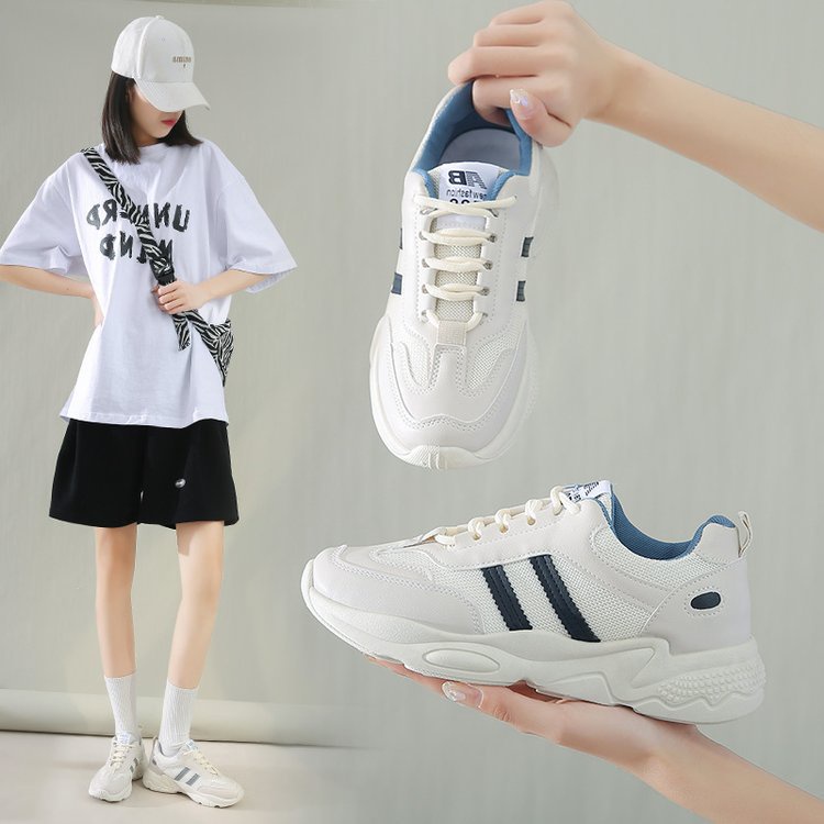 Giày Thể Thao Đế Bằng Phối Lưới Thoáng Khí Thoải Mái Cho Nữ