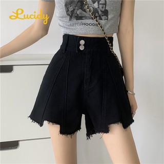 Lucidy Quần đùi lưng cao Quần đùi jean Quần thun nữ A24L0E4
