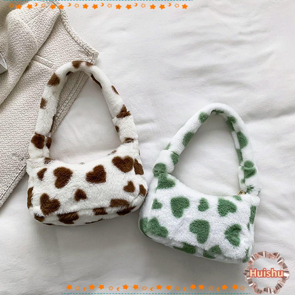 Túi Tote Hình Trái Tim Phủ Lông Thời Trang Xinh Xắn Cho Nữ