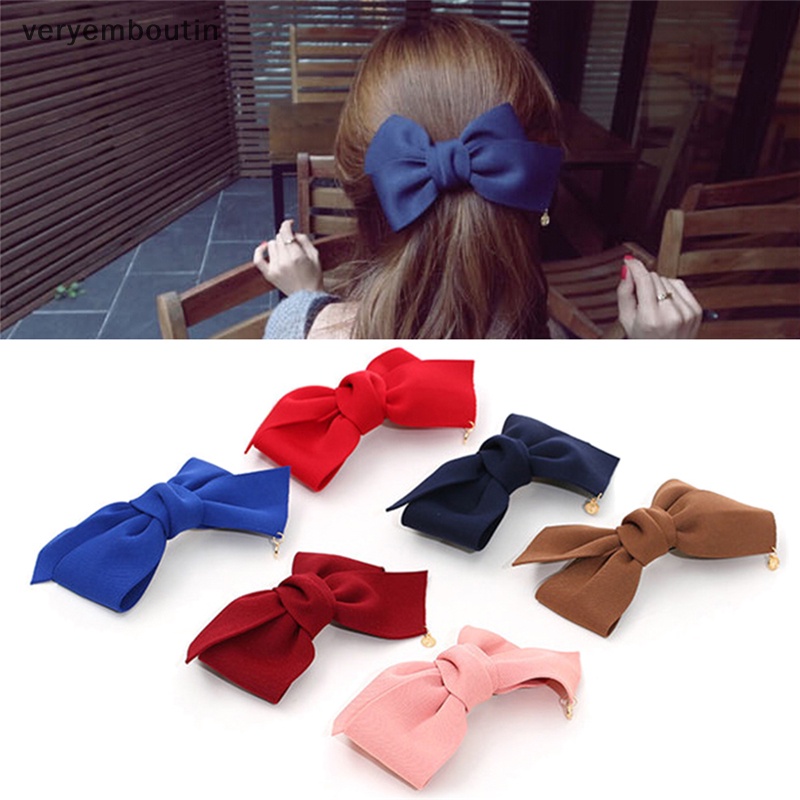 Kẹp Tóc Nơ Lớn Bằng Vải Thời Trang