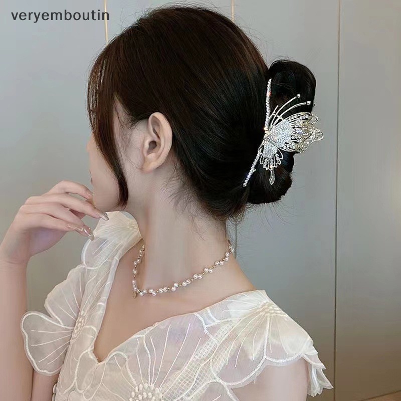 Kẹp Tóc Bướm Đính Đá Phong Cách Retro Thời Trang Cho Nữ