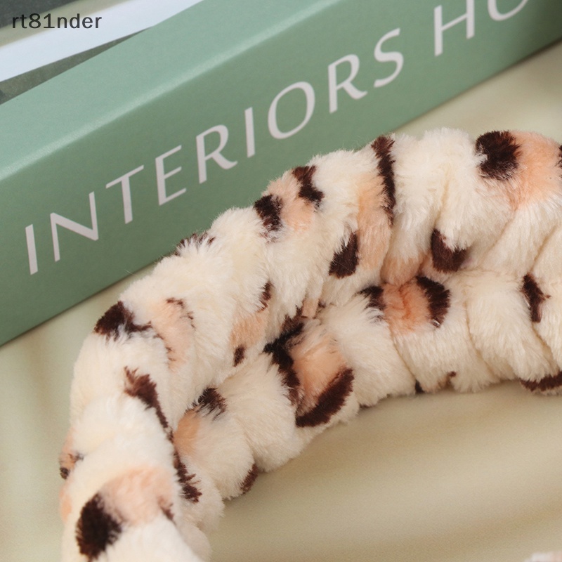 Rt Băng Đô Cài Tóc Rửa Mặt Bằng Lông Cừu San Hô Họa Tiết Da Báo Cho Nữ