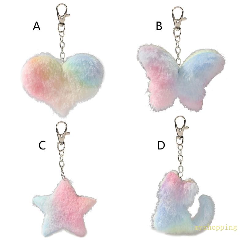 Móc Khóa Hình Bướm Bằng Vải Lông Xù Trang Trí Túi Xách / Điện Thoại