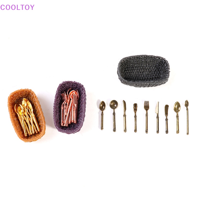 Cooltoy set 10 Đồ Dùng Ăn Uống Mini + Giỏ Đựng Trang Trí Nhà Búp Bê