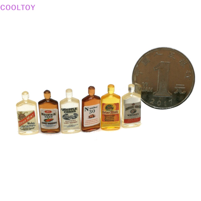 Set 6 Chai Rượu Mini Tỉ Lệ 1: 12 Dùng Để Trang Trí Nhà Búp Bê