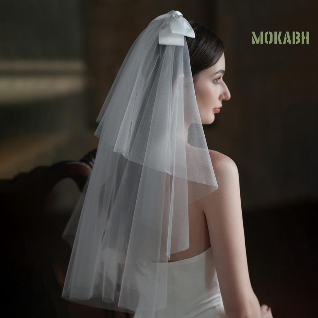 Mạng Che Mặt Lưới Hai Lớp Thắt Nơ Cổ Điển [Mokabh] Cho Cô Dâu Chụp Ảnh