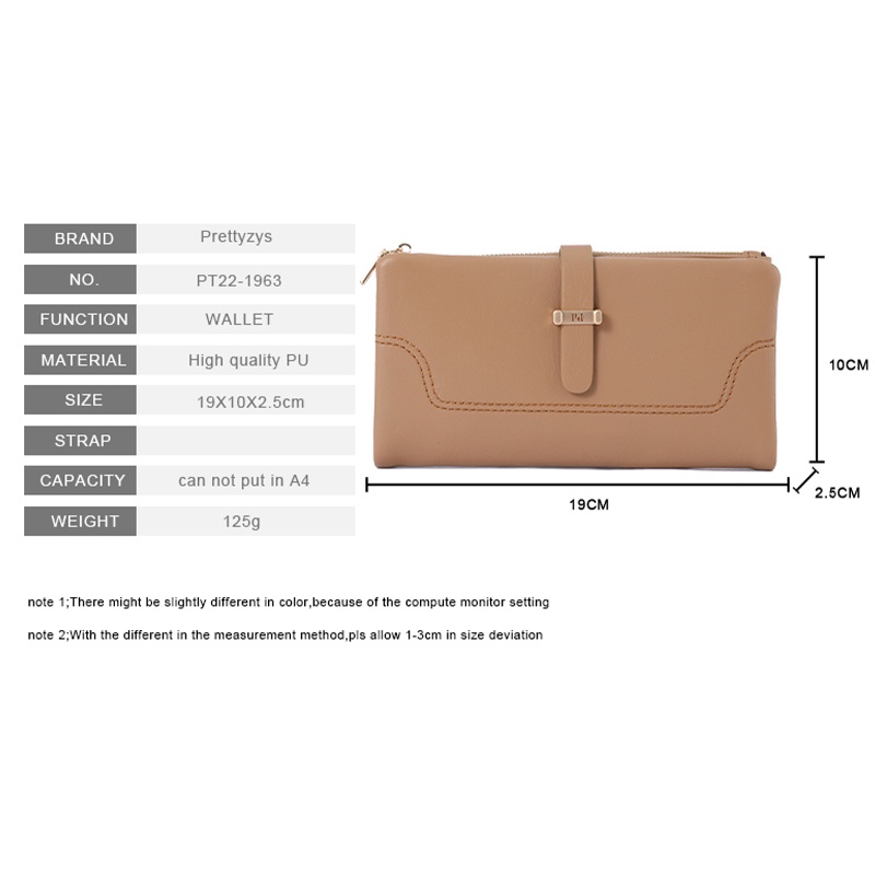 Ví Nữ Dài Da PU Gập Đôi Có Dây Kéo