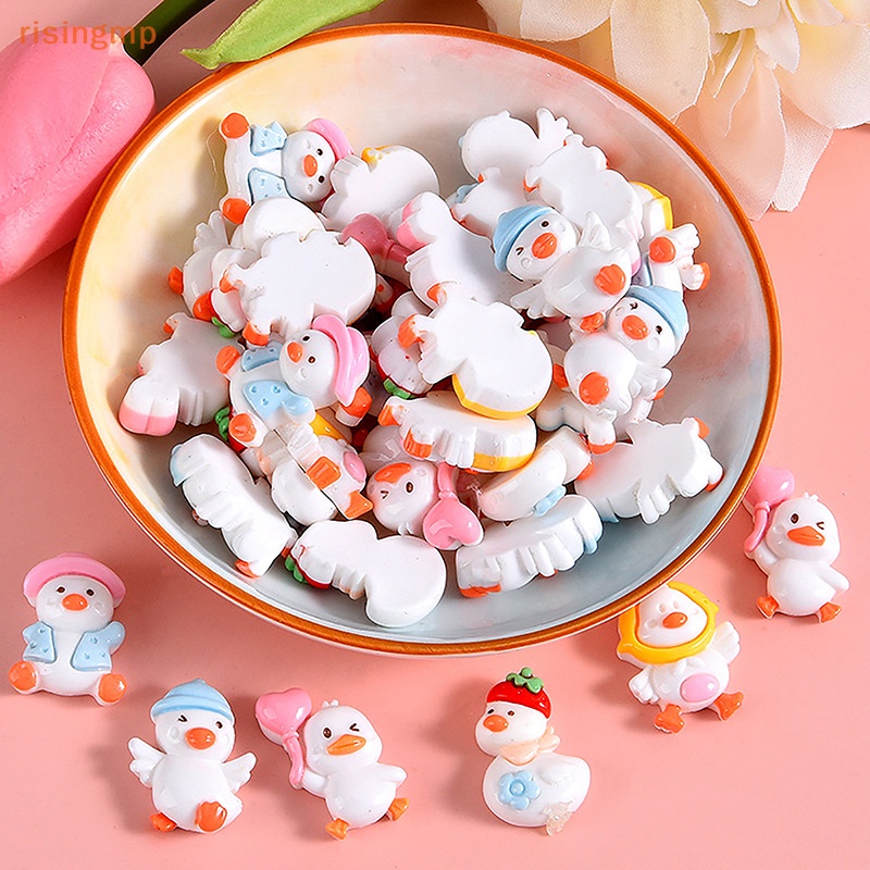 [risingmp] Set 10 Phụ Kiện Kẹp Tóc Resin Hình Chú Vịt Nhỏ Hoạt Hình Dễ Thương Diy Cho Điện Thoại Di Động