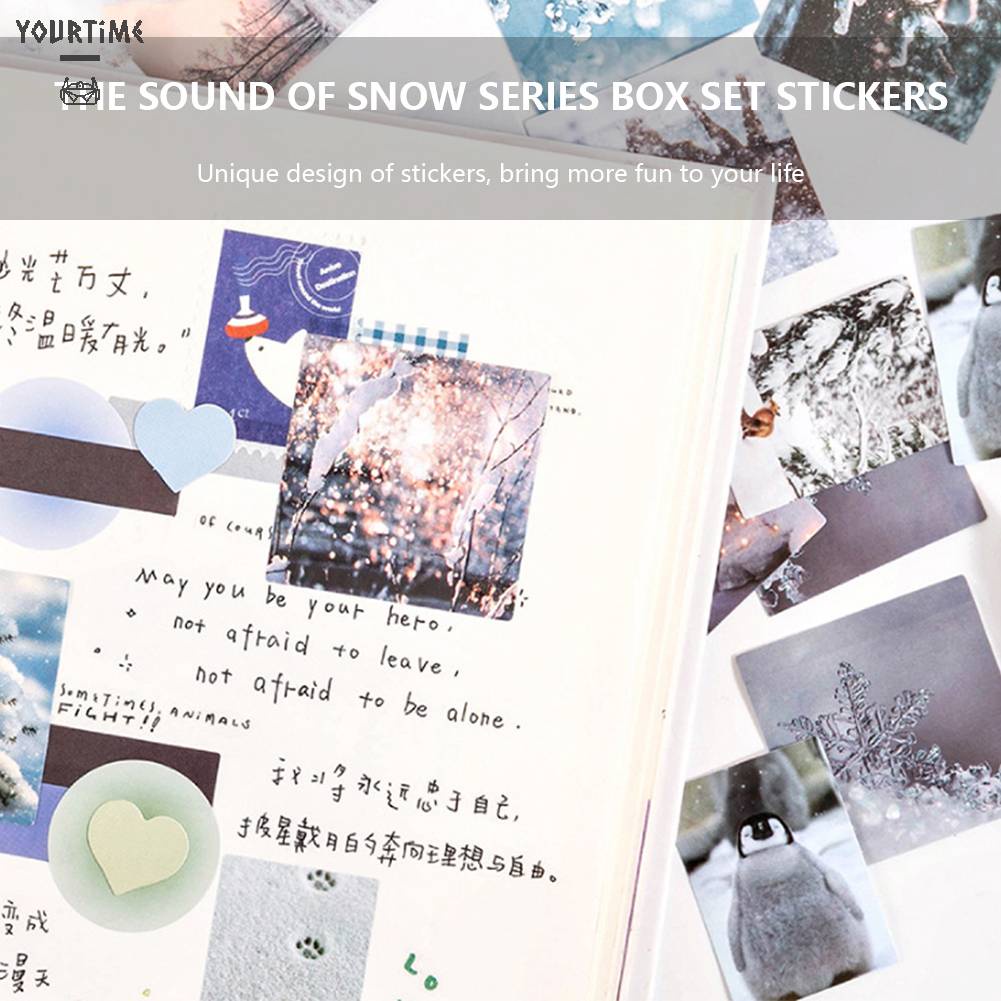 Set 46 Miếng Dán Trang Trí Album DIY Hình Phong Cảnh Mùa Đông Sáng Tạo