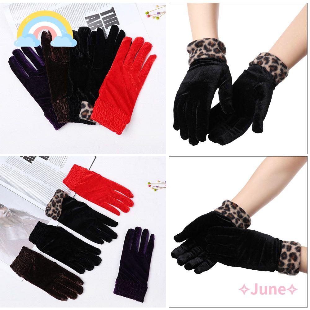 Găng Tay Nhung Dày Hở Ngón Giữ Ấm Mùa Thu Đông