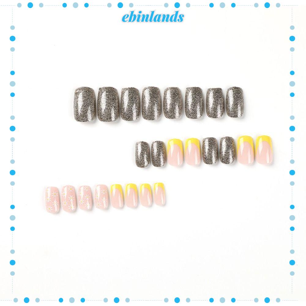 Bộ Móng Tay Giả DIY Che Phủ Toàn Diện Màu Vàng Phong Cách Pháp