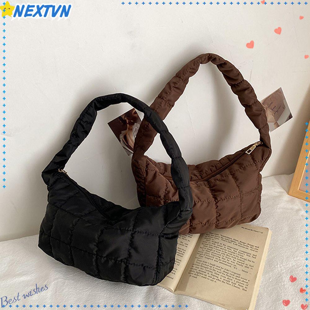 NEXTVN Túi Kẹp Nách Vải Cotton Cỡ Lớn Họa Tiết Sọc Caro Thời Trang Cho Nữ