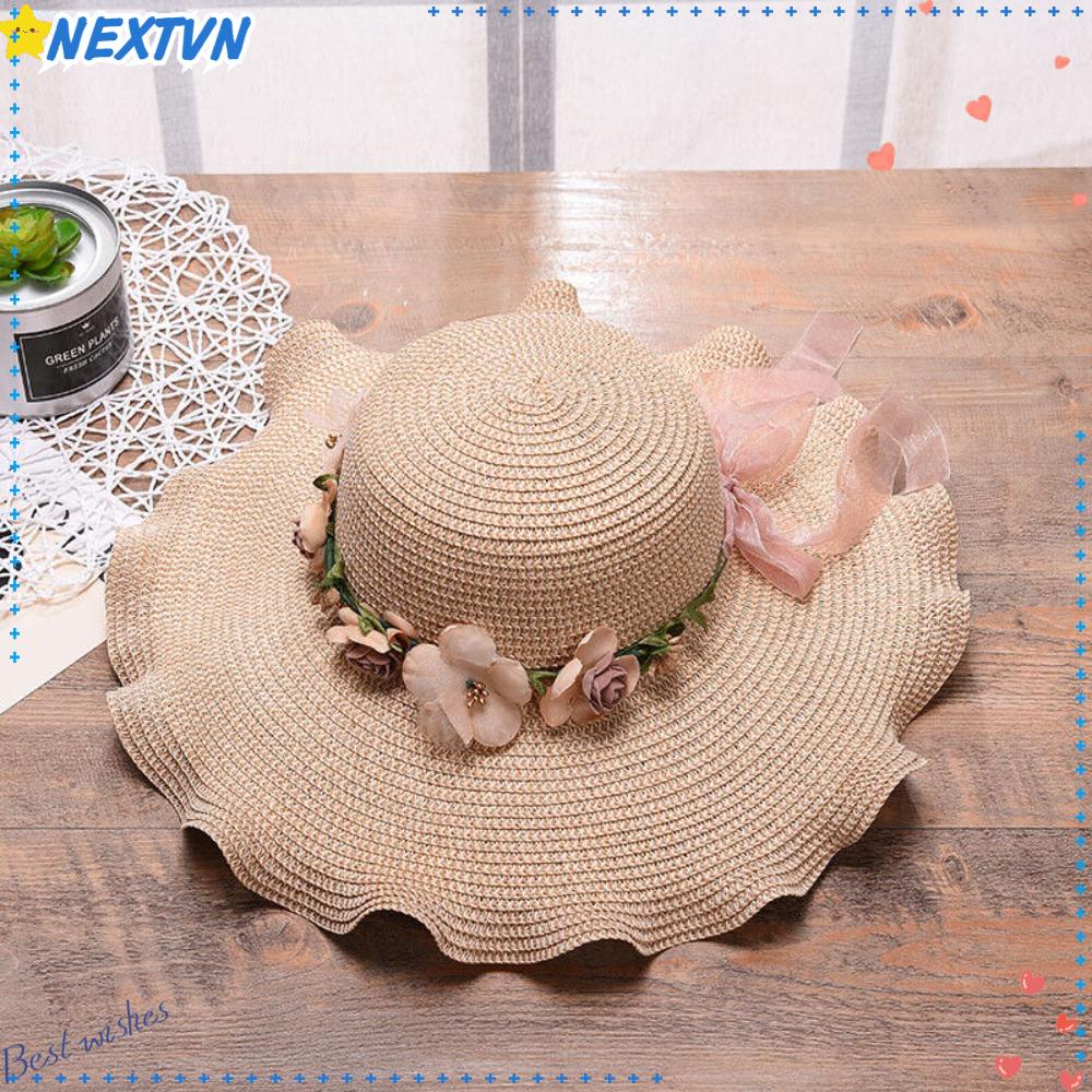 Mũ Cói Rộng Vành Thiết Kế Trẻ Trung Hợp Thời Trang Hè Cho Bạn Gái