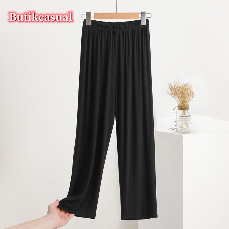 Quần Dài Cotton Lưng Thun Cao Dáng Rộng Có Túi Thời Trang Mùa Hè 2023 Mới Cho Nữ