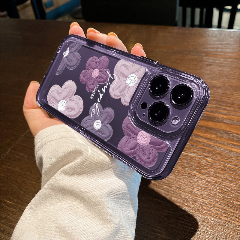 Ốp Điện Thoại Họa Tiết Hoa Tím Chống Sốc Thời Trang Cho IPhone 14 Pro Max 14 13 12 11 Pro Max