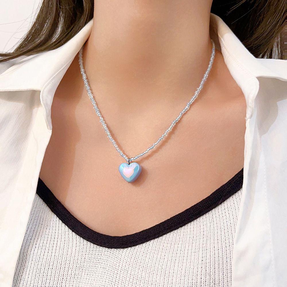 AROMA Vòng cổ Mặt Hình Trái Tim / Bướm Nhiều Màu Sắc Bằng Nhựa Acrylic Y2K Thời Trang Cho Nữ