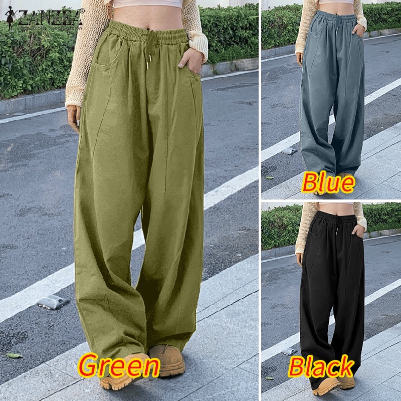 Zanzea Quần ống rộng Màu Trơn Thời Trang Nữ Tính