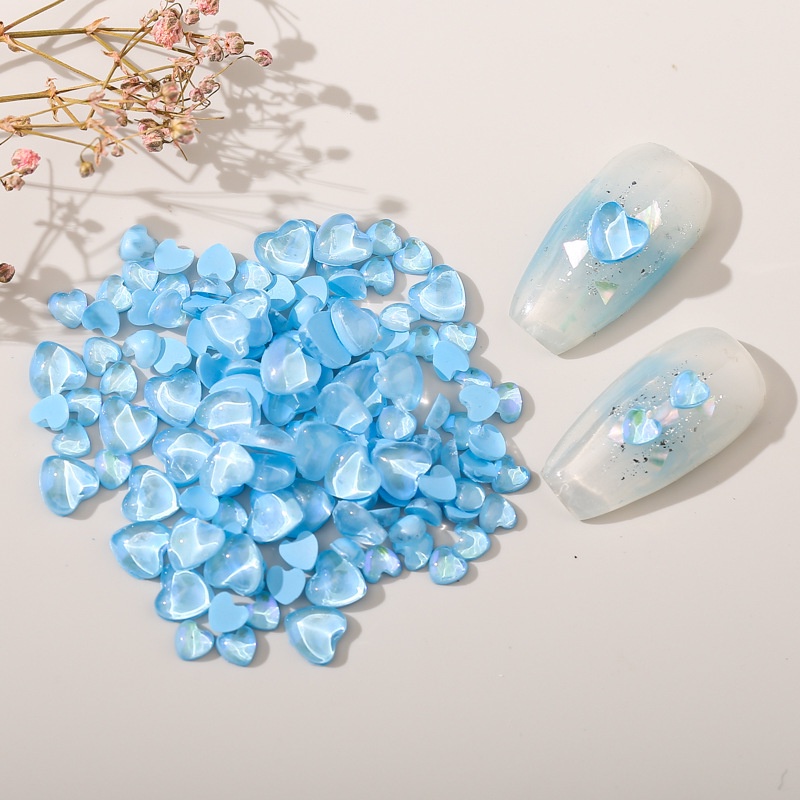 Set 50 Phụ Kiện Trang Trí Móng Tay Hình Trái Tim Màu Sắc Gradient Sáng Bóng DIY
