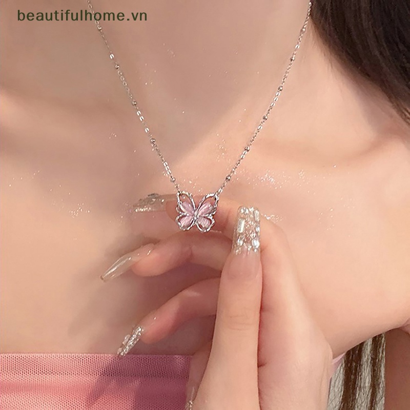 Vòng cổ Mặt Hình Bướm Rỗng Đính Đá Zircon Lấp Lánh Thời Trang Cho Nữ