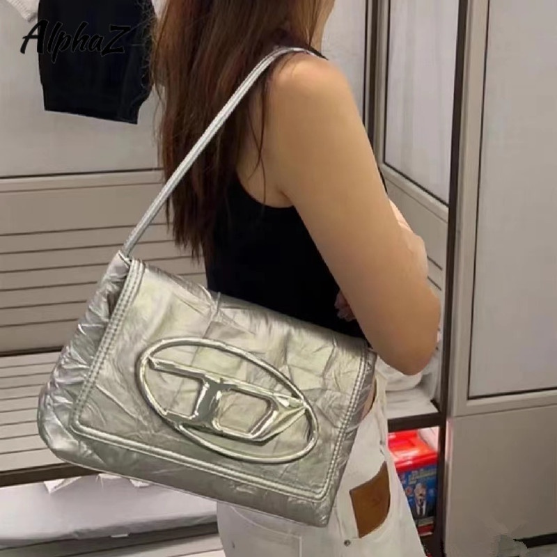 Alphaz Túi Xách Da PU Màu Bạc Phong Cách Âu Mỹ Thời Trang Cho Nữ