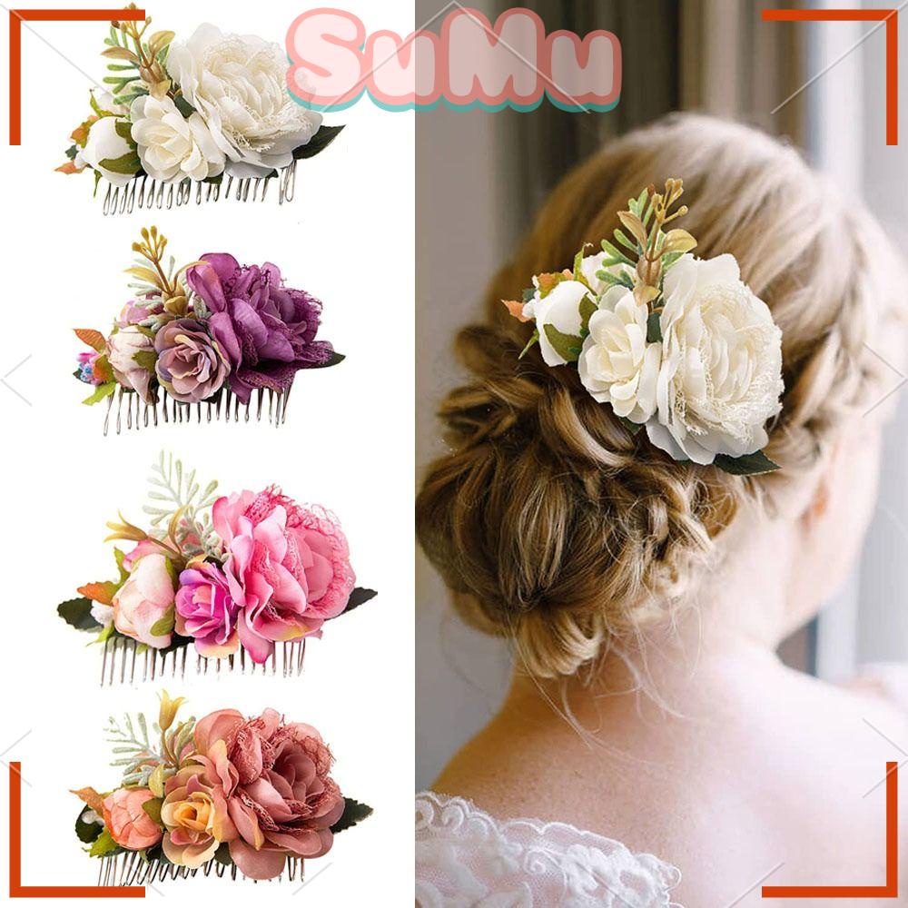 Lược Cài Tóc Hình Hoa Dành Cho Cô Dâu|Phụ Kiện Trang Trí Tóc Xinh Xắn Chất Lượng