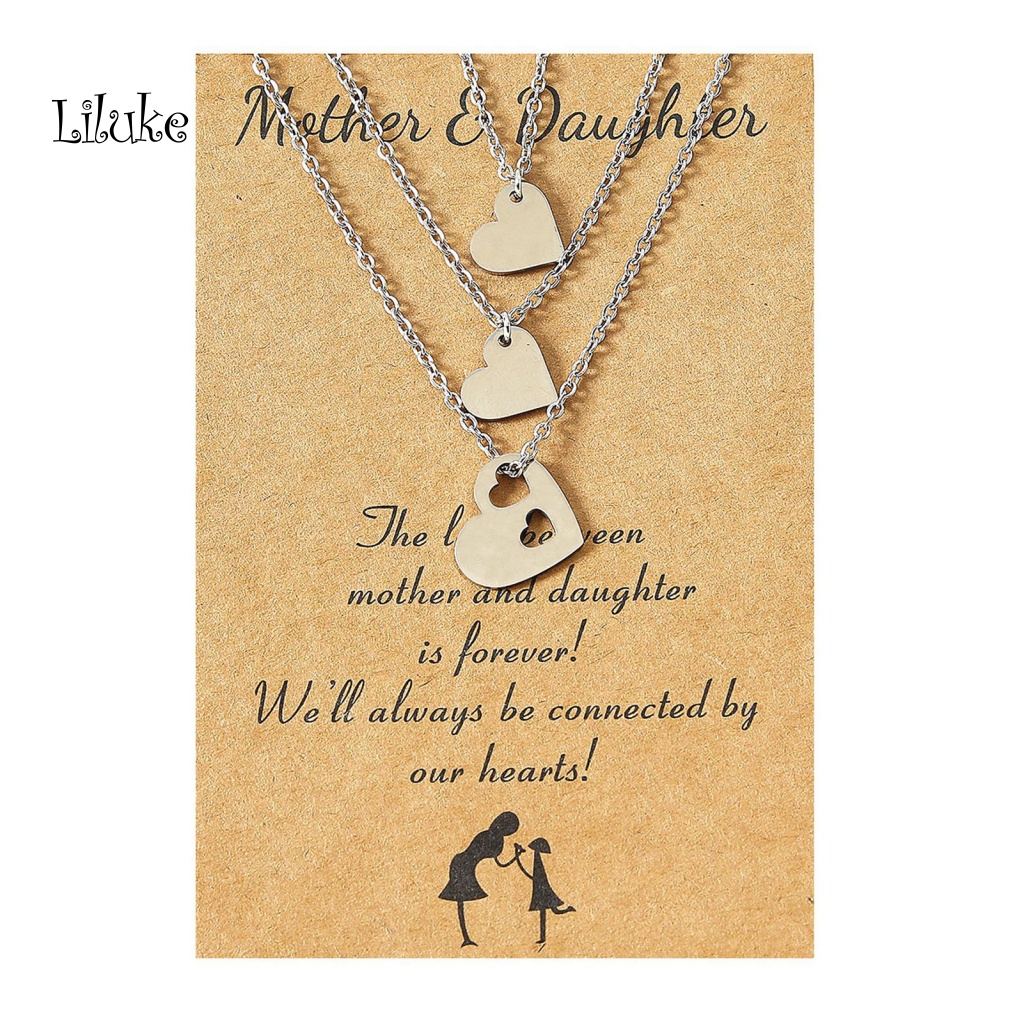 Bộ 3 Dây Chuyền Hợp Kim Trang Trí Hình Trái Tim Rỗng Có Thể Điều Chỉnh Kích Cỡ