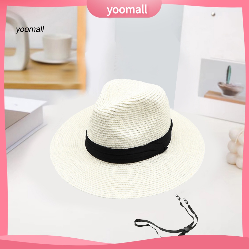 Mũ Rơm Vành Tròn Mềm Mại Chống Tia UV Màu Tương Phản Có Thể Gập Lại Cho Nam Và Nữ