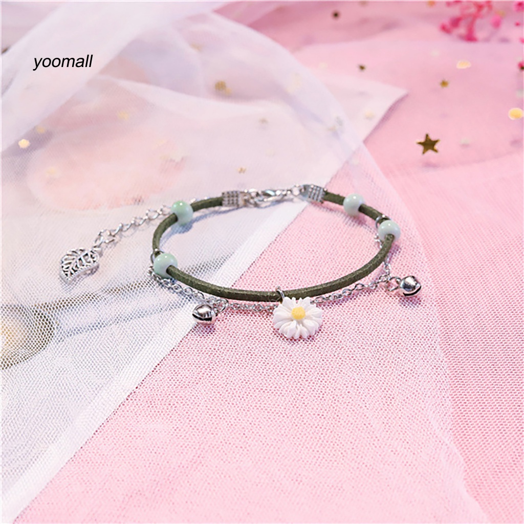 Vòng Đeo Tay Hai Lớp Họa Tiết Hoa Cúc Thời Trang Dành Cho Nữ