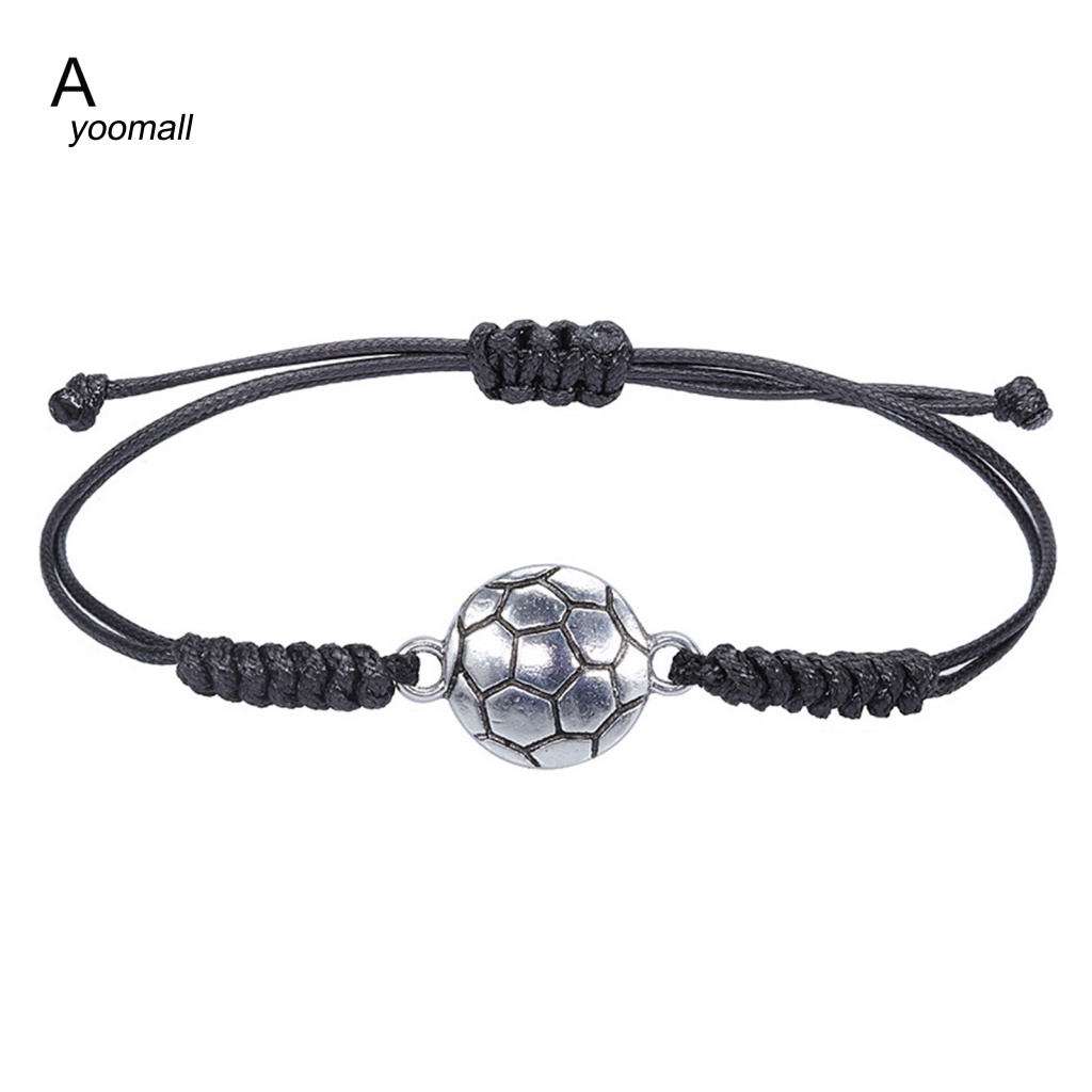 Vòng Đeo Tay Dây Sáp Bện Unisex Có Thể Điều Chỉnh Hình Quả Bóng Đá Thể Thao