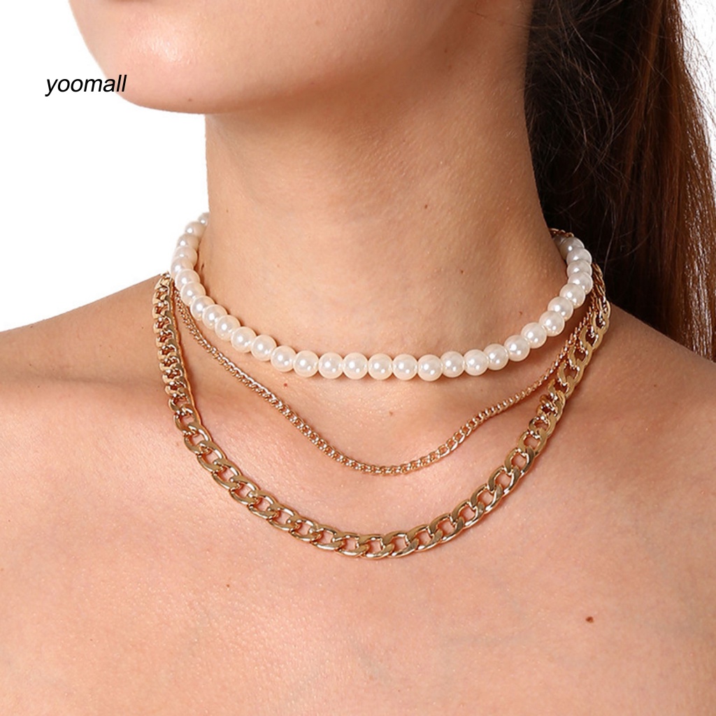 Vòng cổ Nhiều Lớp Đính Ngọc Trai Nhân Tạo Thời Trang Dành Cho Nữ