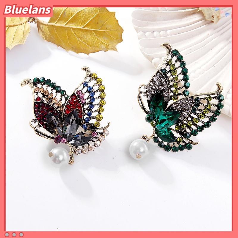 Ghim Cài Áo Kim Loại Hình Bướm Đính Ngọc Trai Nhân Tạo