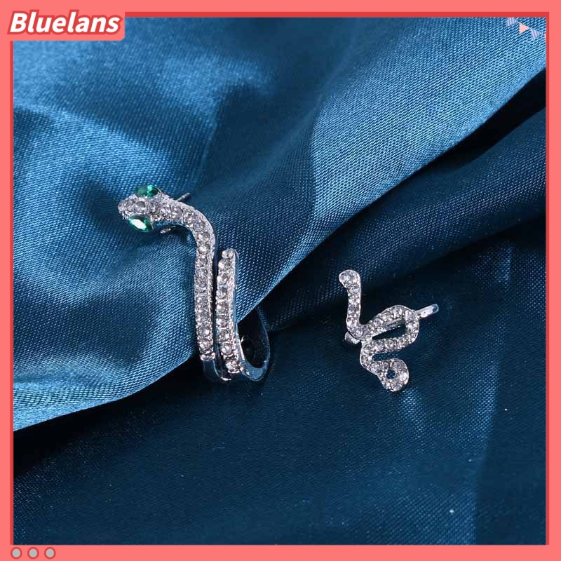 [BLS] Khuyên Tai Hình Rắn Ba Chiều Đính Đá Zircon Vàng Động Vật Phong Cách Retro