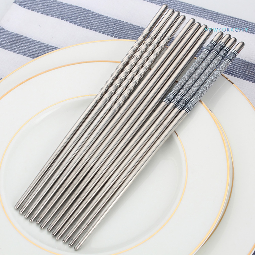 Set 3 Đôi Đũa Inox Chống Trượt In Hình Hoa NY Độc Đáo Tiện Dụng