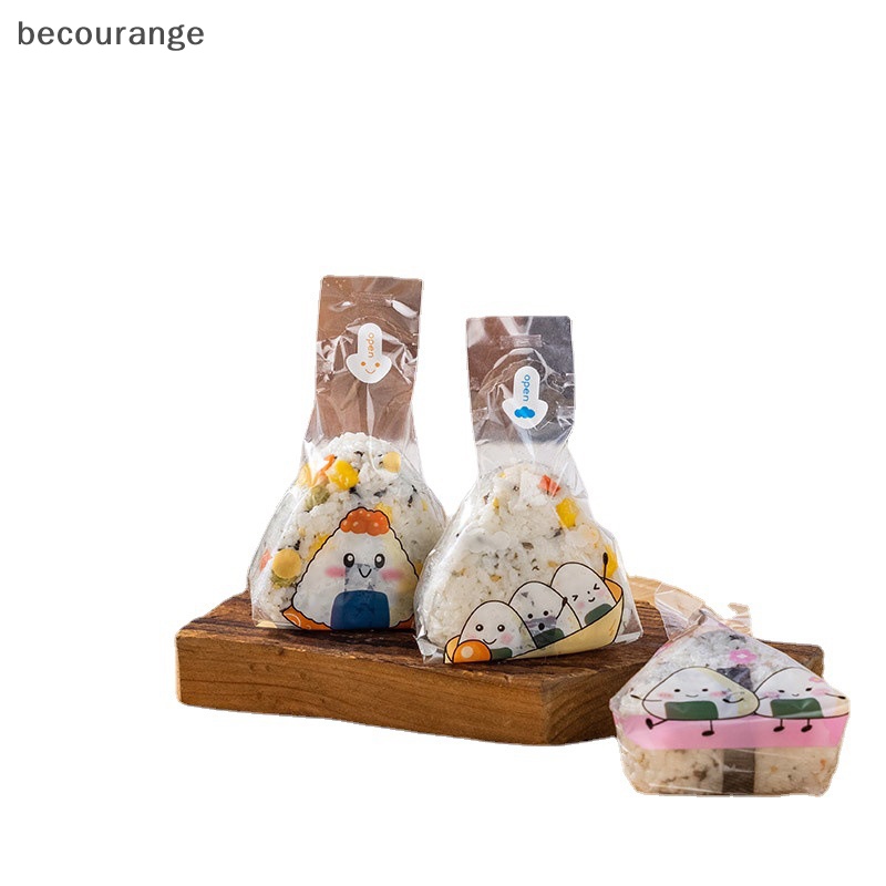 Set 50 Túi Đựng Cơm Nắm Hình Tam Giác Họa Tiết Hoạt Hình Dễ Thương