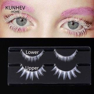 KUNHEV [Hàng mới về] Set 2 Cặp Lông Mi Giả Màu Trắng Bằng Lụa Mềm Nhẹ Hóa Trang Halloween