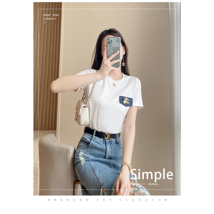 Bộ Áo Thun + Chân Váy Denim Thời Trang Mùa Hè 2022 Mới