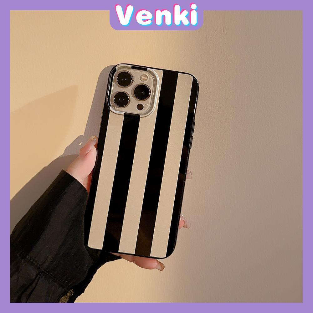 VENKI - Dành Cho iPhone 11 Ốp Lưng iPhone Đen Bóng TPU Mềm Chống Sốc Bảo Vệ Camera Sọc Đen Trắng Đơn Giản Tương Thích Với iPhone 14 13 Pro max 12 Pro Max xr xs max 7 8