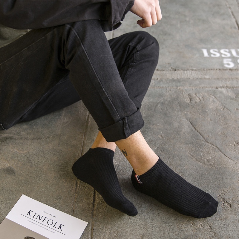 Vớ Cotton Mềm Mỏng Cổ Thấp Thoáng Khí Thấm Hút Mồ Hôi Chống Trượt Đa Năng Cho Nam