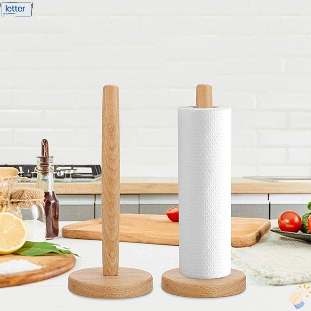 LET Set 2 Giá Đỡ Cuộn Giấy Vệ Sinh Bằng Gỗ Chống Trượt Kèm Đế Treo Khăn Giấy Cho Nhà Bếp Nhà Tắm