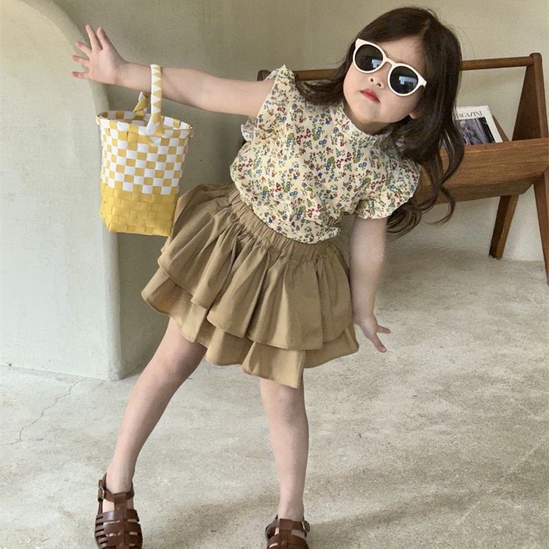 Aiyaya Bộ Áo Hoa + Quần Dài Cho Bé Gái 1-7 Tuổi