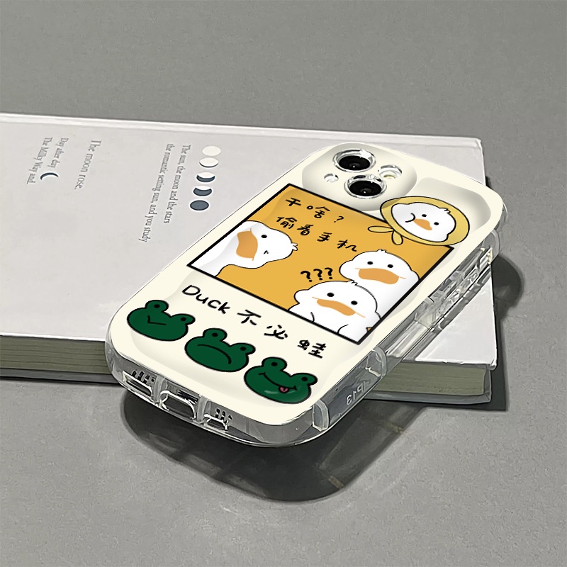 Ốp Điện Thoại Silicone Trong Suốt Chống Sốc In Hình Vịt Cho IPhone 14 13 12 11 Pro Max Casing 7 + 8 Plus XS X XR
